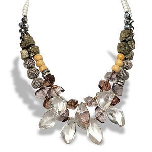 Necklace Two Strand Multi Beaded Lucite Crystals